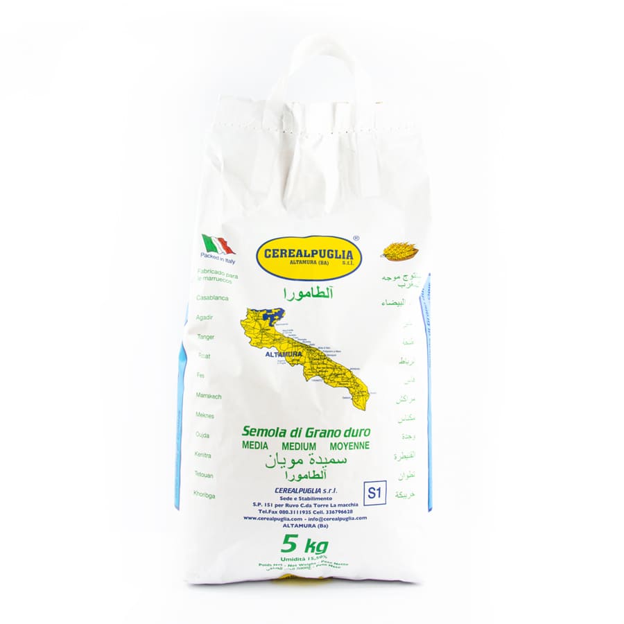 CEREALPUGLIA SEMOLA DI GRANO RIMACINATA DURO MEDIA 5Kg
